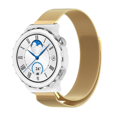 Strap-it® Strap-it Huawei Watch GT 3 Pro 43mm Milanese band (goud)