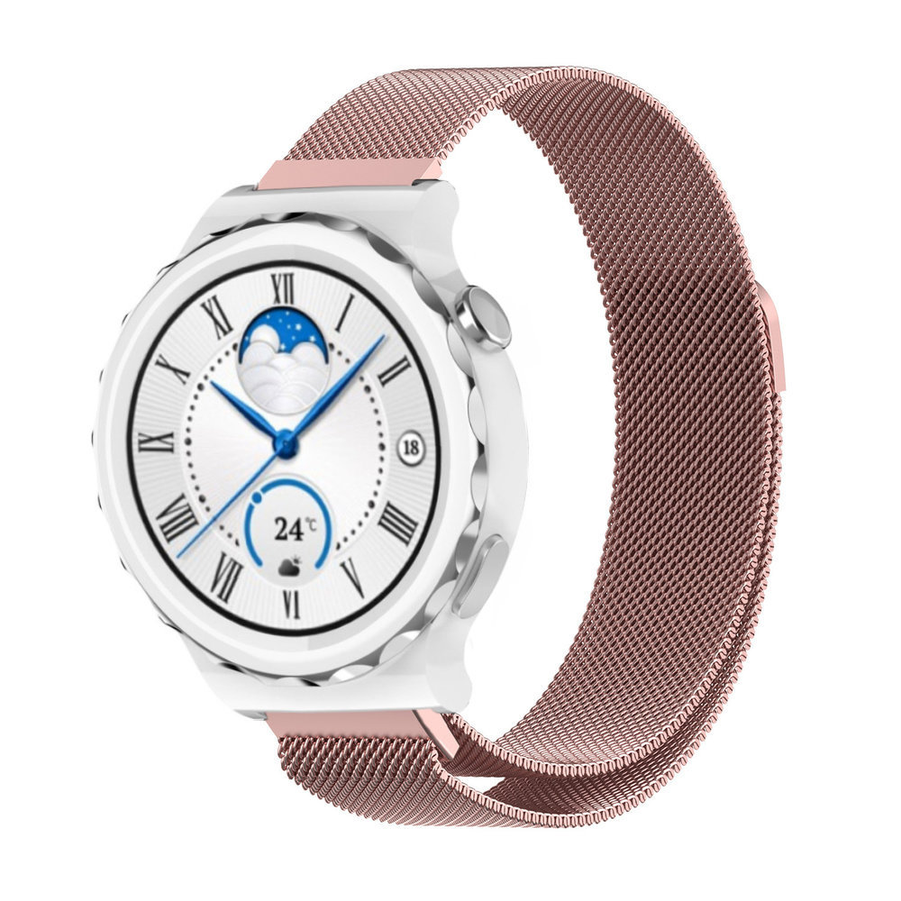 Strap-it® Strap-it Huawei Watch GT 3 Pro 43mm Milanese band (roze)
