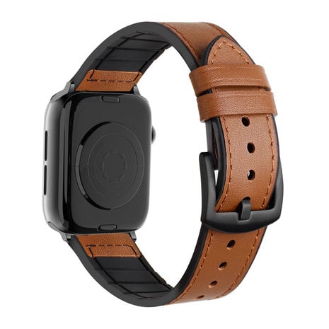 Strap-it® Strap-it Apple Watch leren hybrid gesp bandje (bruin)