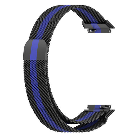 Strap-it® Strap-it Huawei Band 7 Milanese band (zwart/blauw)
