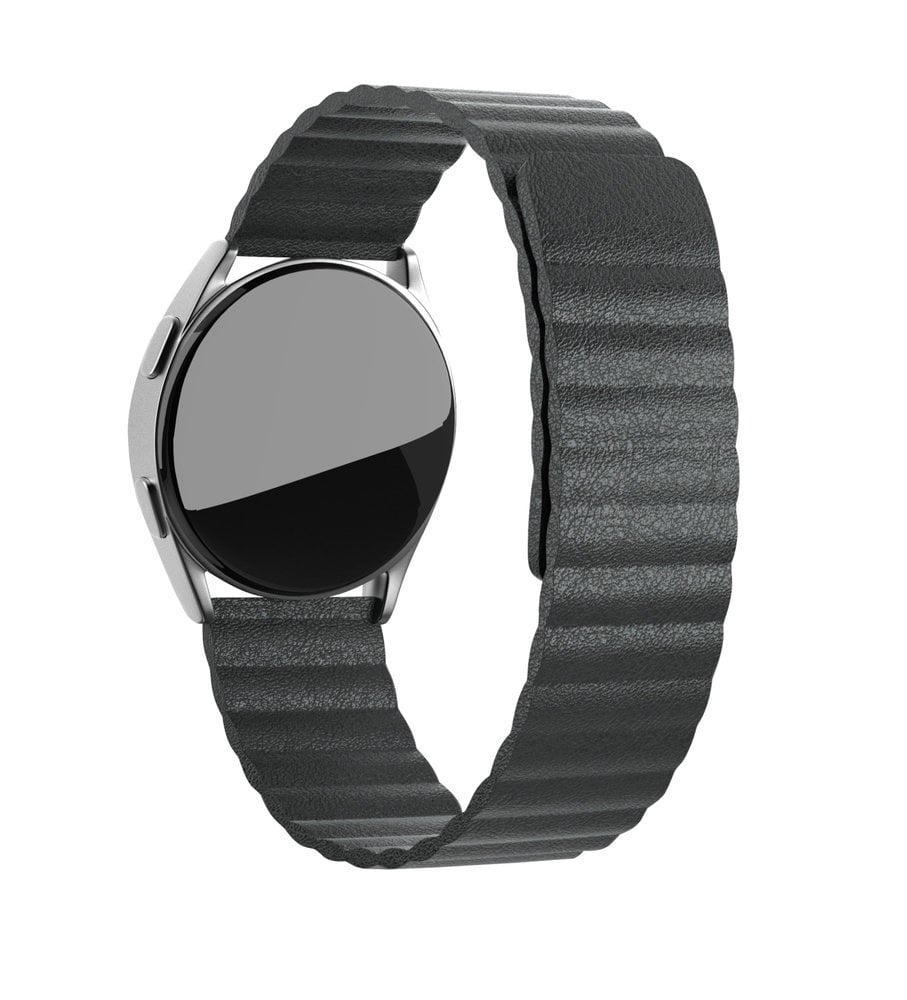 Strap-it® Strap-it Samsung Galaxy Watch 46mm leren loop bandje (zwart)