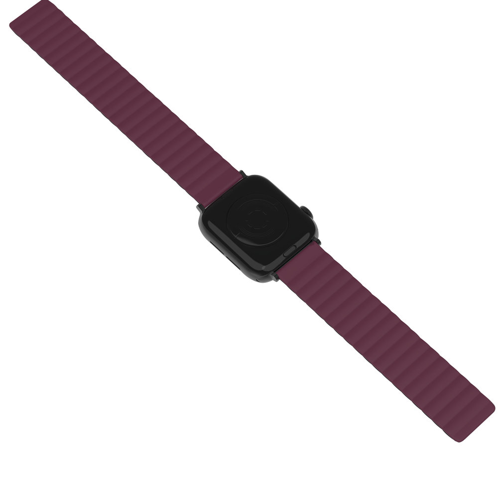 Strap-it® Strap-it Apple Watch magnetisch siliconen bandje (zwart/rood)