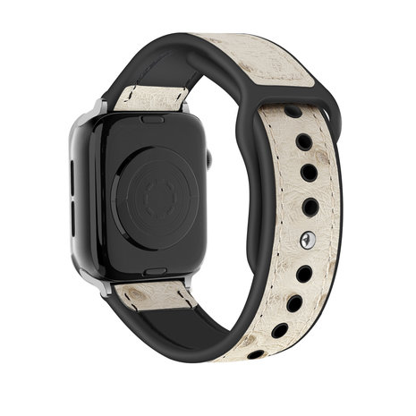 Strap-it® Strap-it Apple Watch leren hybrid bandje (zand wit)