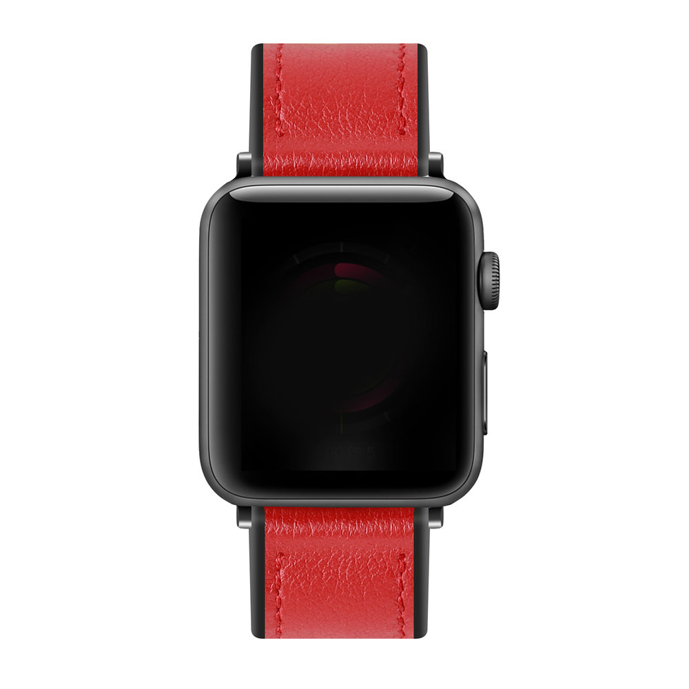 Strap-it® Strap-it Apple Watch leren hybrid bandje (rood)