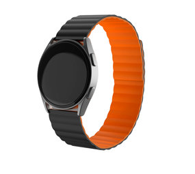 Strap-it® Huawei Watch GT Runner magnetisch siliconen bandje (zwart/oranje)