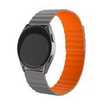 Strap-it® Huawei Watch 3 (Pro) magnetisch siliconen bandje (grijs/oranje)