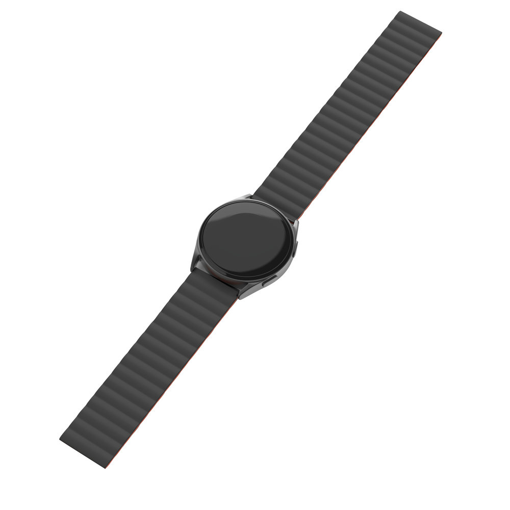 Strap-it® Strap-it Xiaomi Mi Watch magnetisch siliconen bandje (zwart/oranje)