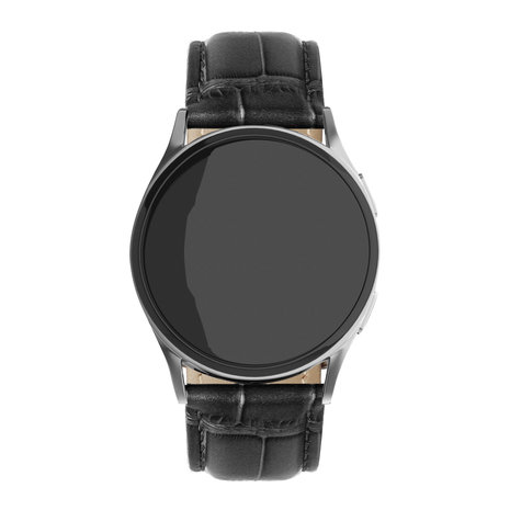 Fossil Gen 5 leather crocodile grain band zwart Smartwatchbanden