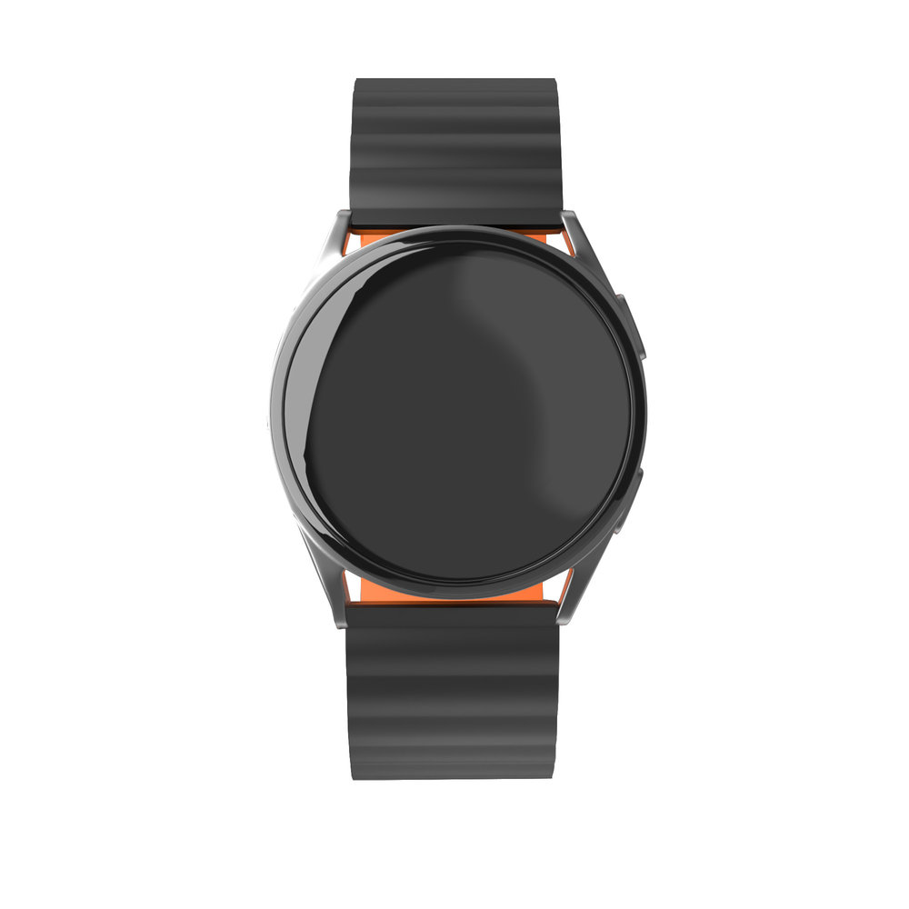Strap-it® Strap-it OnePlus Watch magnetisch siliconen bandje (zwart/oranje)