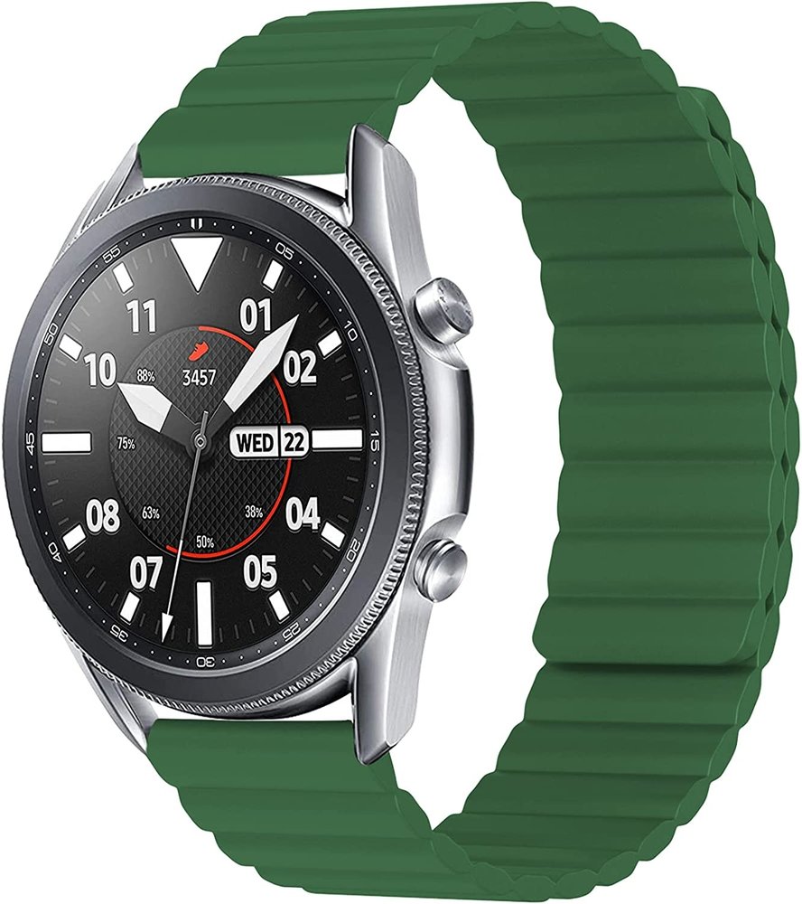 Strap-it® Strap-it Samsung Galaxy Watch 3 45mm magnetisch siliconen bandje (groen)