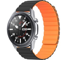 Strap-it® Samsung Galaxy Watch 3 45mm magnetisch siliconen bandje (zwart/oranje)