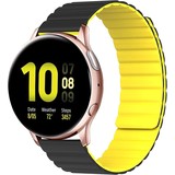 Strap-it® Samsung Galaxy Watch Active magnetisch siliconen bandje (zwart/geel)
