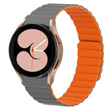 Strap-it® Samsung Galaxy Watch 4 44mm magnetisch siliconen bandje (grijs/oranje) Strap-it® Samsung Galaxy Watch 4 44mm magnetisch siliconen bandje (grijs/oranje)