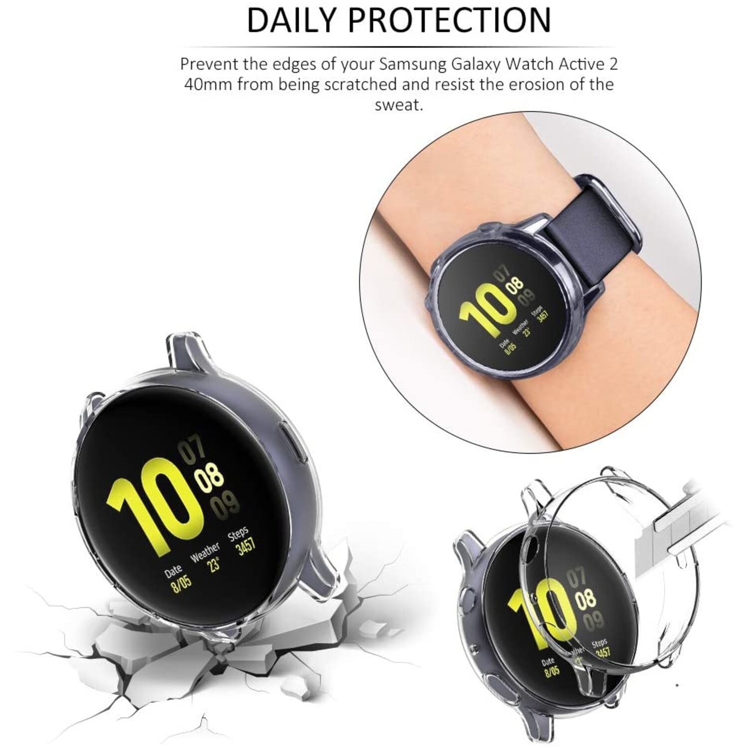 Strap it Strap it Samsung Galaxy Watch Active 2 44mm TPU Bumper beschermhoes