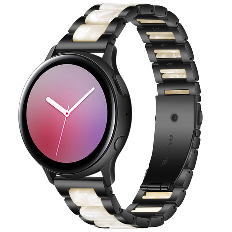 Strap-it® Strap-it Samsung Galaxy Watch Active stalen resin band (zwart/wit)