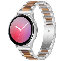 Strap-it® Samsung Galaxy Watch Active stalen resin band (zilver/bruin)