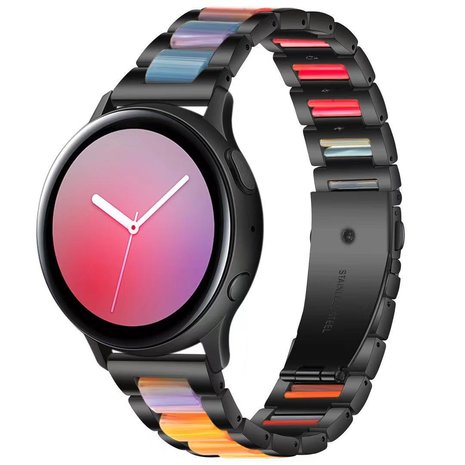 Strap-it® Strap-it Samsung Galaxy Watch Active stalen resin band (zwart/kleurrijk)