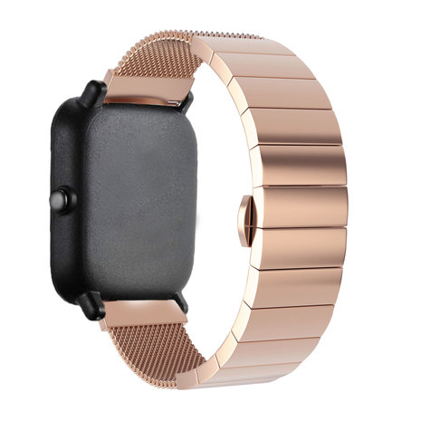 Strap-it® Strap-it Amazfit Bip stalen Milanese band (rosé goud) Strap-it® Strap-it Amazfit Bip stalen Milanese band (rosé goud)