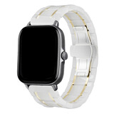 Strap-it® Amazfit GTS 3 keramiek stalen band (wit/goud)