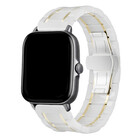 Strap-it® Strap-it Xiaomi Amazfit GTS 2 keramiek stalen band (wit/goud)
