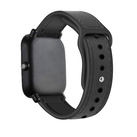 Strap-it® Strap-it Amazfit GTS 3 leren hybrid bandje (zwart)
