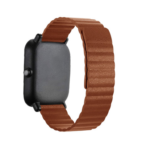 Strap-it® Strap-it Amazfit Bip leren loop bandje (bruin)
