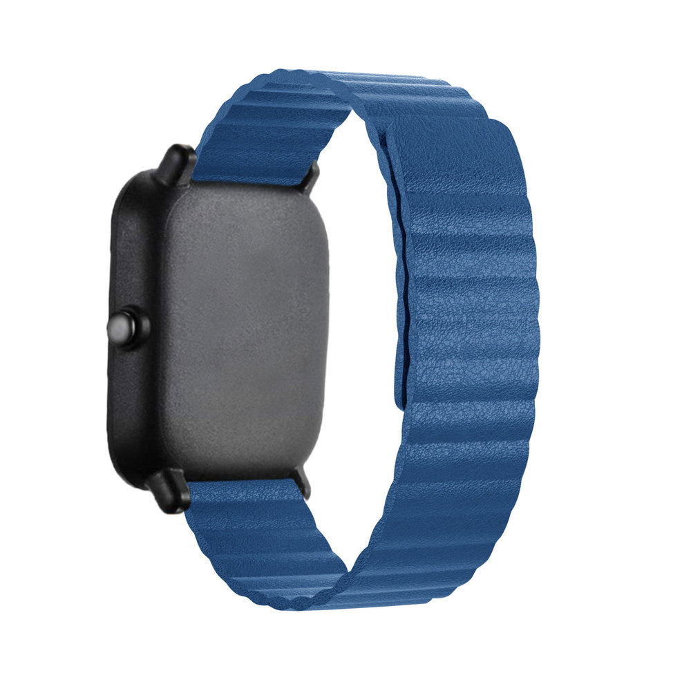 Strap-it® Strap-it Xiaomi Amazfit GTS leren loop bandje (donkerblauw)