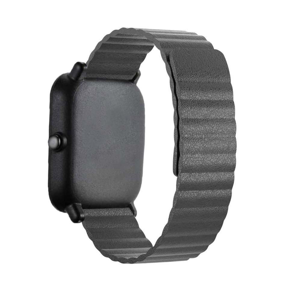 Strap-it® Strap-it Xiaomi Amazfit GTS 2 leren loop bandje (grijs)