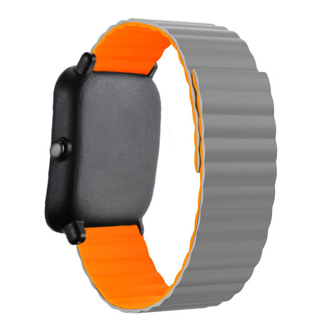 Strap-it® Strap-it Amazfit GTS 3 magnetisch siliconen bandje (grijs/oranje)