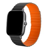Strap-it® Amazfit Bip magnetisch siliconen bandje (zwart/oranje)