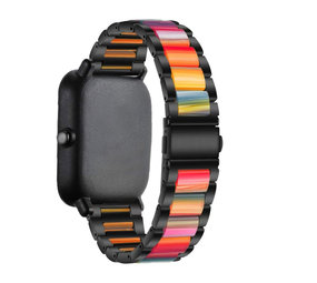 Strap-it® Amazfit Bip stalen resin band (zwart/kleurrijk)