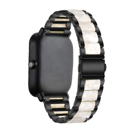 Strap-it® Strap-it Xiaomi Amazfit GTS stalen resin band (zwart/wit) Strap-it® Strap-it Xiaomi Amazfit GTS stalen resin band (zwart/wit)