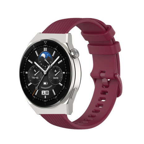 Strap-it® Strap-it Huawei Watch GT 3 Pro 46mm Luxe Siliconen bandje (donkerrood)