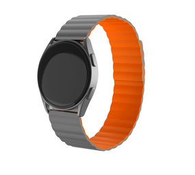 Strap-it® Huawei Watch GT 2 magnetisch siliconen bandje (grijs/oranje)