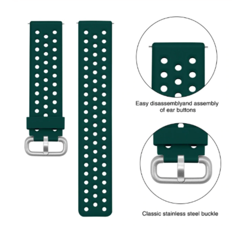 Strap-it® Strap-it Polar Ignite siliconen bandje met gaatjes (legergroen)