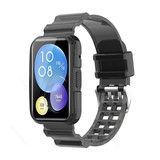 Strap-it® Huawei Watch Fit 2 clear TPU bandje (zwart) Strap-it® Huawei Watch Fit 2 clear TPU bandje (zwart)