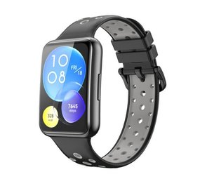 Strap-it® Huawei Watch Fit 2 sport bandje (zwart/grijs) Strap-it® Huawei Watch Fit 2 sport bandje (zwart/grijs)