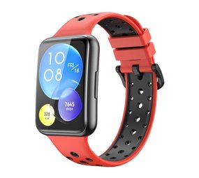 Strap-it® Huawei Watch Fit 2 sport bandje (rood/zwart) Strap-it® Huawei Watch Fit 2 sport bandje (rood/zwart)