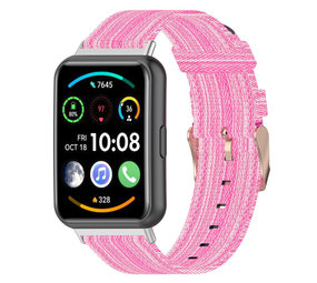 Strap-it® Huawei Watch Fit 2 nylon gesp bandje (roze) Strap-it® Huawei Watch Fit 2 nylon gesp bandje (roze)