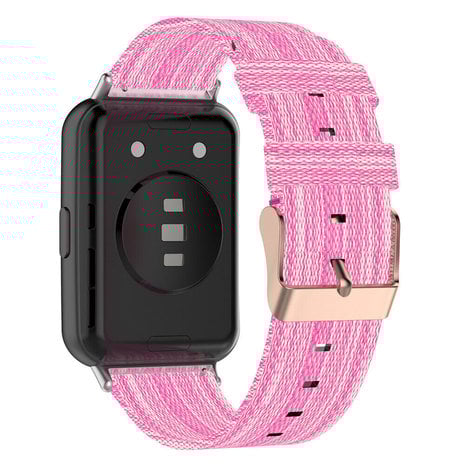 Strap-it® Strap-it Huawei Watch Fit 2 nylon gesp bandje (roze)