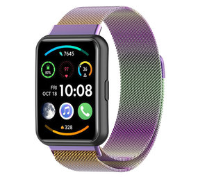Strap-it® Huawei Watch Fit 2 Milanese band (regenboog) Strap-it® Huawei Watch Fit 2 Milanese band (regenboog)
