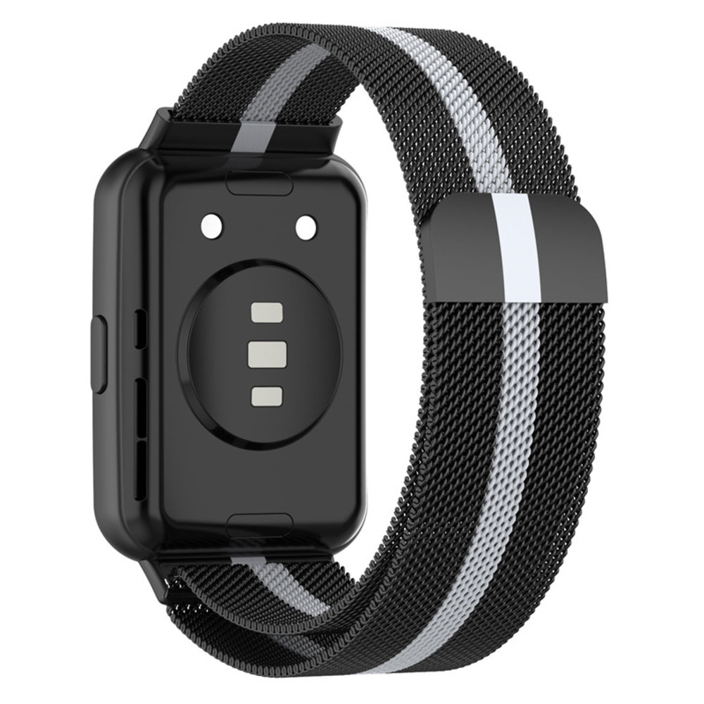 Strap-it® Strap-it Huawei Watch Fit 2 Milanese band (zwart/zilver)