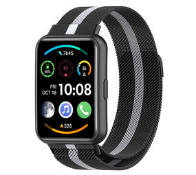 Strap-it® Huawei Watch Fit 2 Milanese band (zwart/zilver)