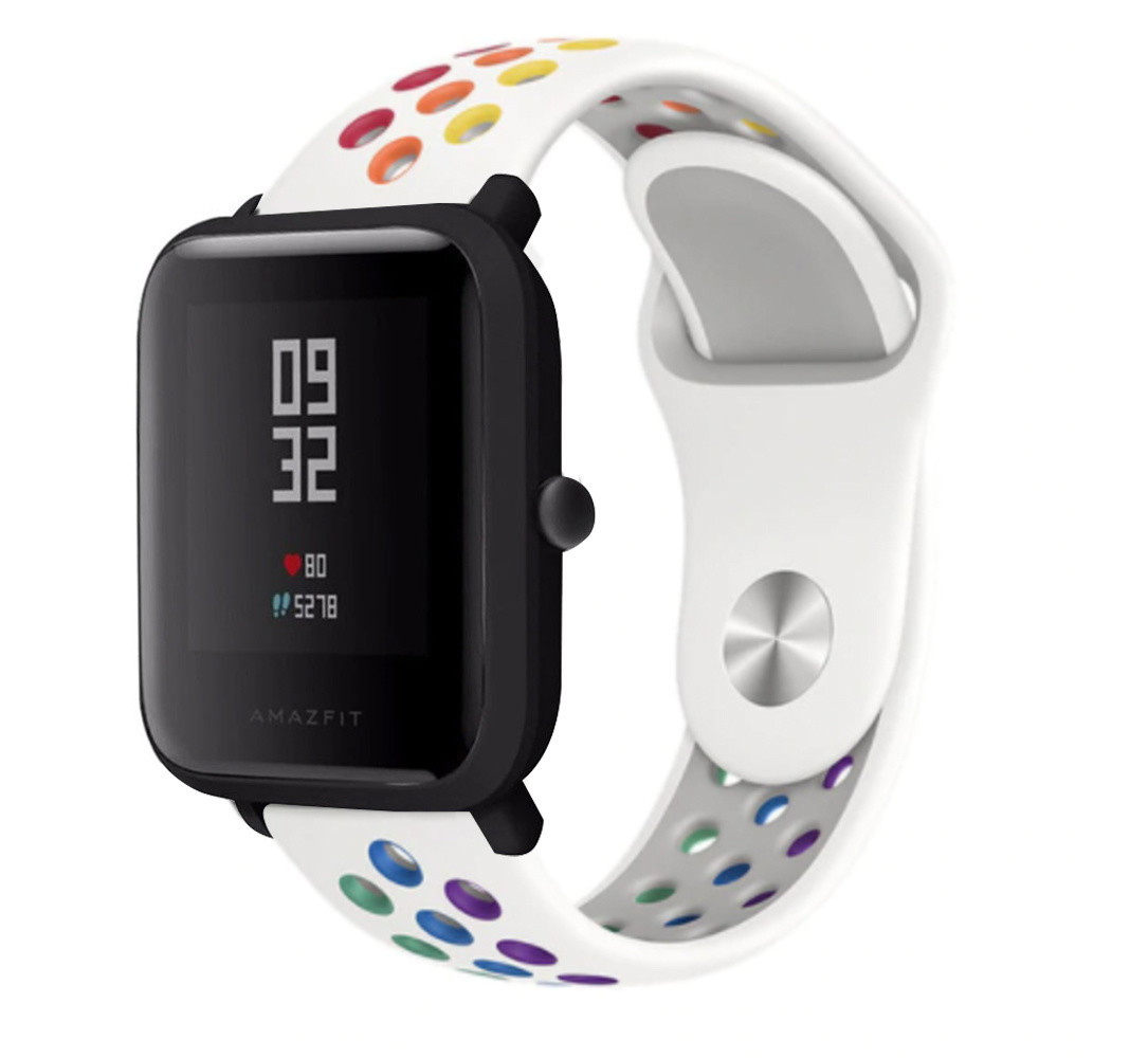 Strap-it® Strap-it Amazfit Bip sport band (wit kleurrijk)