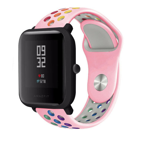 Strap-it® Strap-it Amazfit Bip sport band (roze kleurrijk)