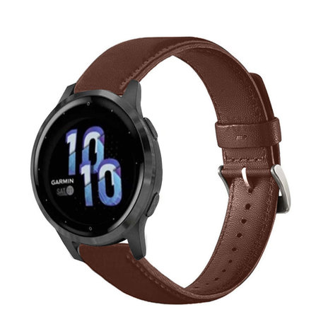 Strap-it® Strap-it Garmin Venu 2s leren band - 40mm - roodbruin