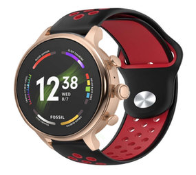 Strap-it® Fossil Gen 6 42mm sport bandje zwart/rood Strap-it® Fossil Gen 6 42mm sport bandje zwart/rood