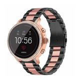Strap-it® Fossil Gen 5e 42mm stalen band zwart/roze