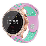 Strap-it® Fossil Gen 5e 42mm sport bandje roze/aqua
