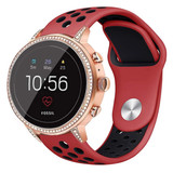 Strap-it® Fossil Gen 5e 42mm sport bandje rood/zwart
